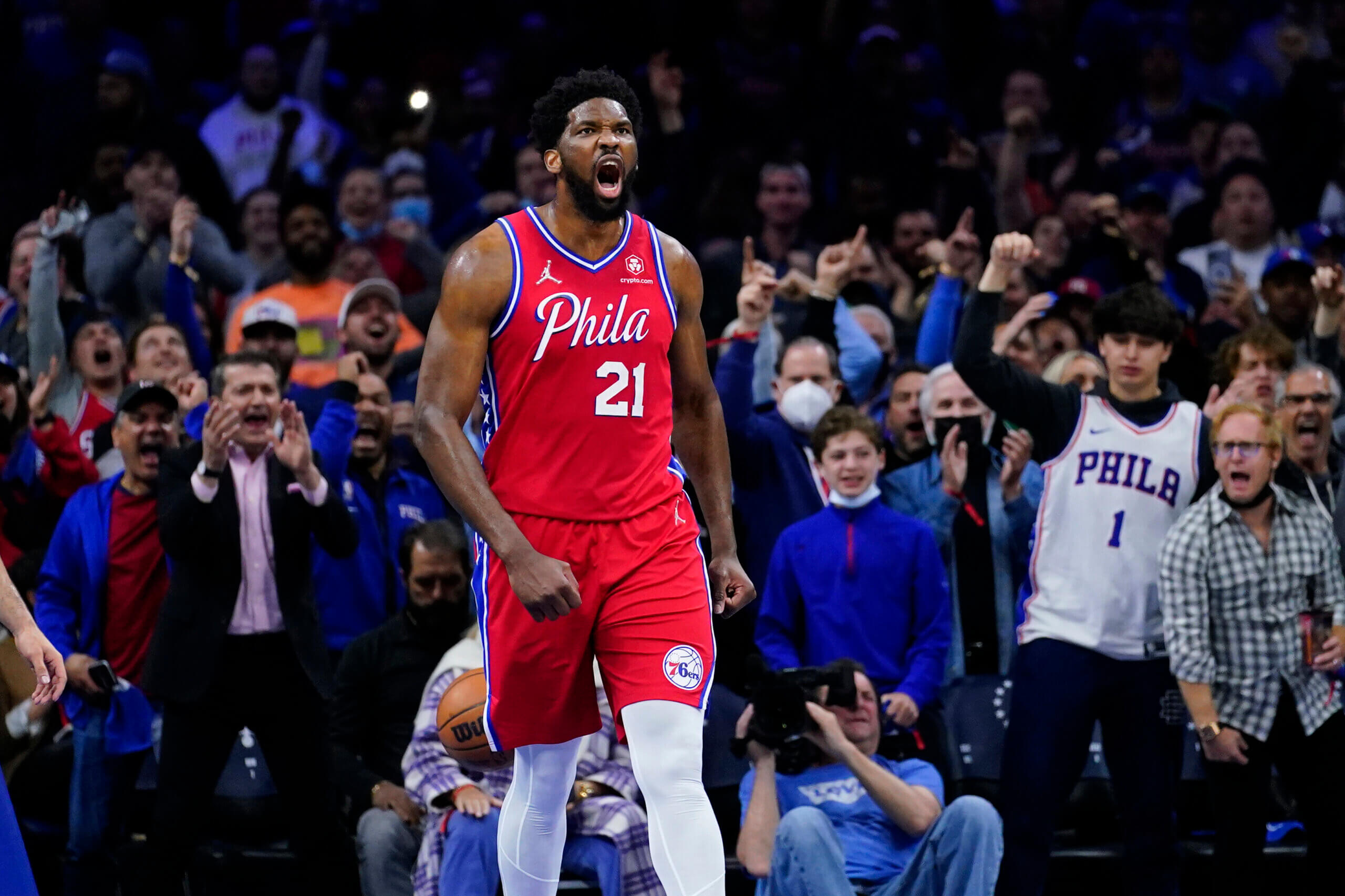 Joel Embiid and the mask make NBA playoff debut in Sixers' win over Heat