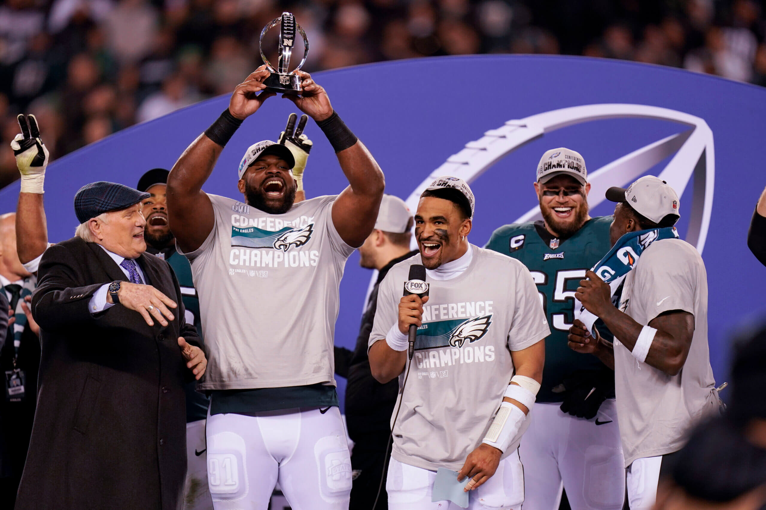 What happens to the Super Bowl 57 championship gear for the Eagles?
