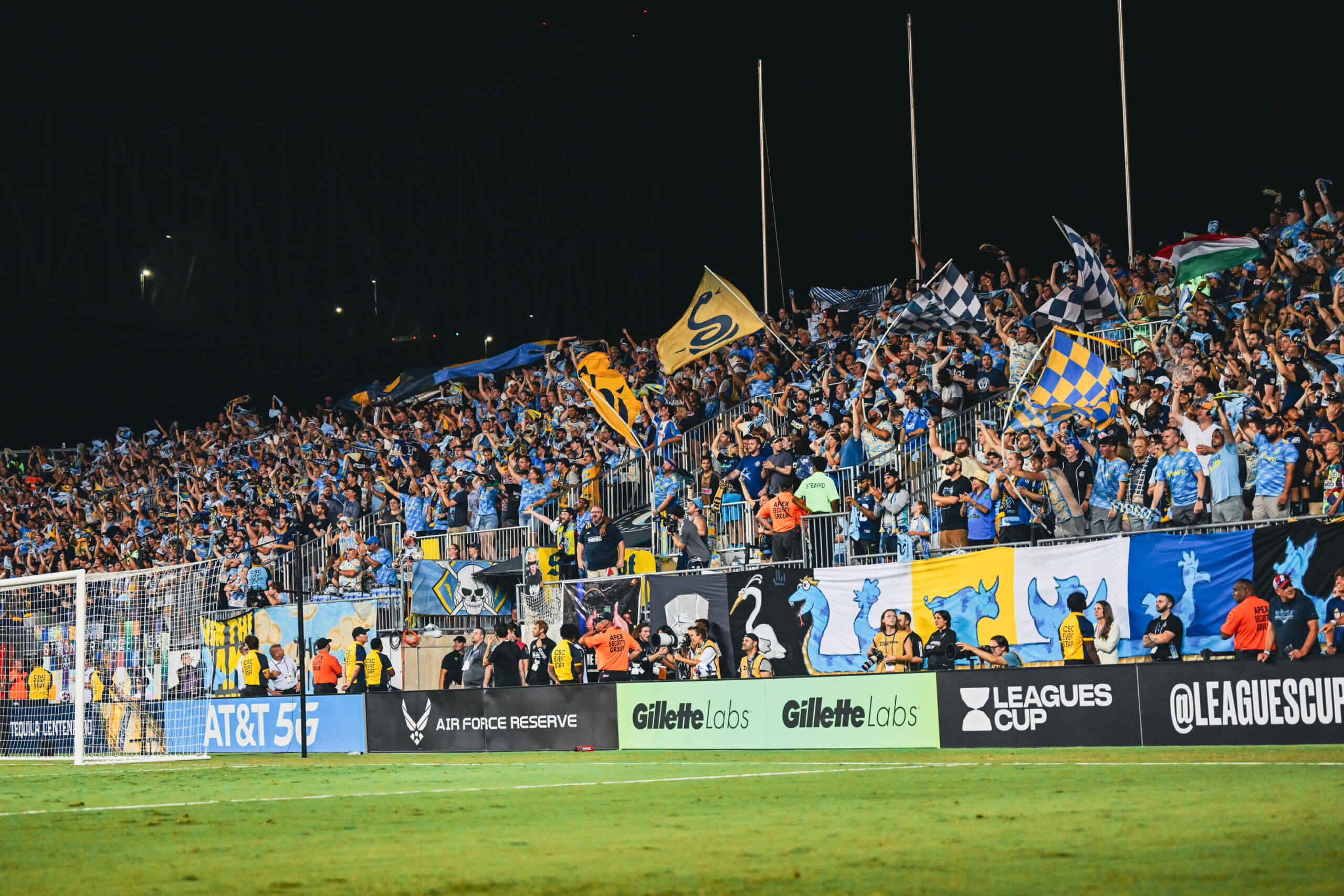 Philadelphia Union supporters section during an MLS soccer match