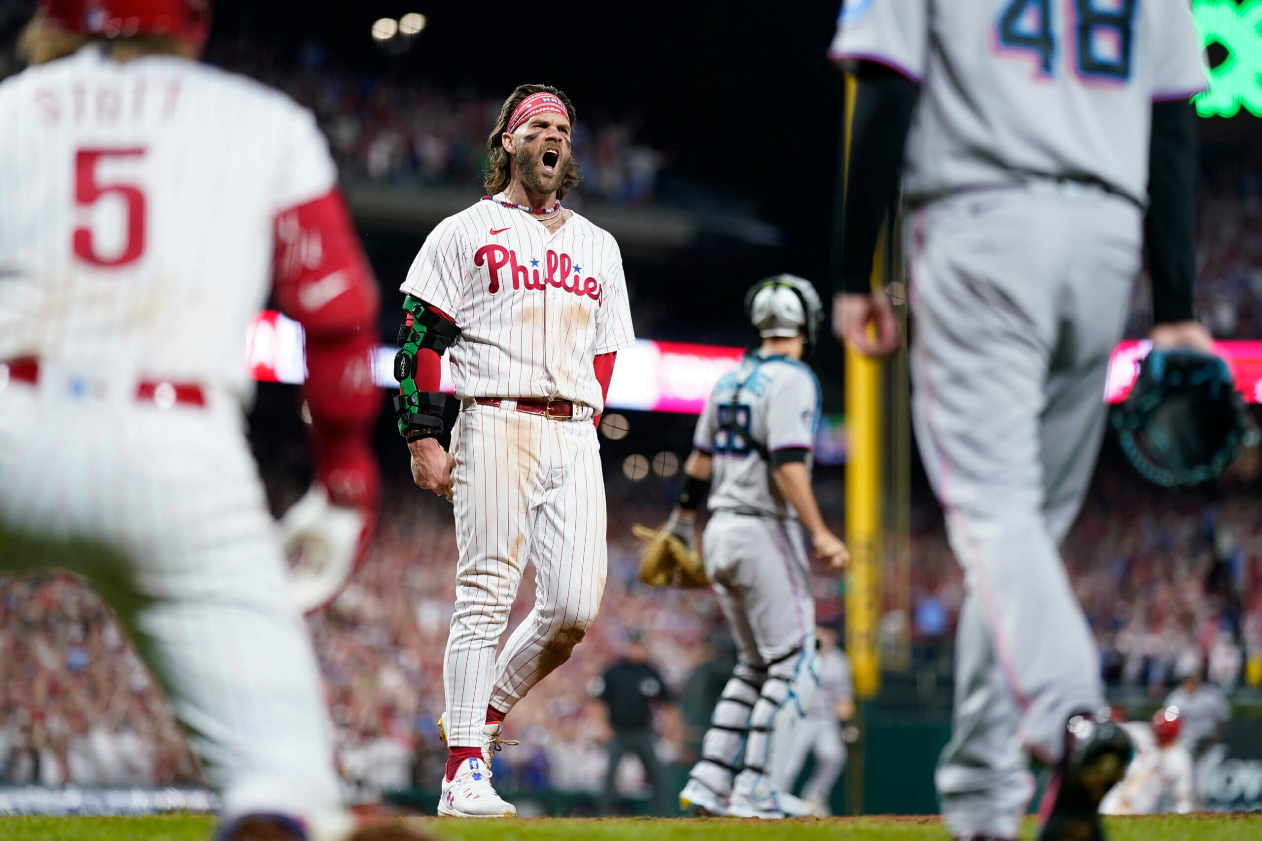 Red October kicks off with a 4-1 victory over the Marlins in Game 1 of the  wild-card series